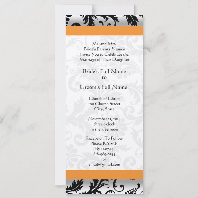 New Sizes  Damask Swirls Wedding Invitation (Front)