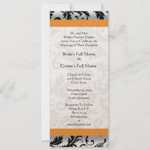 New Sizes Damask Swirls Wedding Invitation