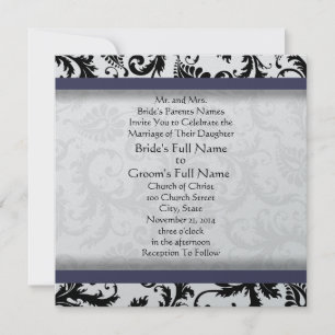 New Sizes Damask Swirls Wedding Invitation