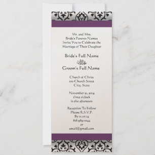 New Sizes  Damask Swirls Wedding Invitation