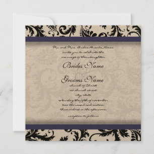 New Sizes Damask Swirls Wedding Invitation