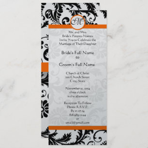 New Sizes  Damask Swirls Wedding Invitation