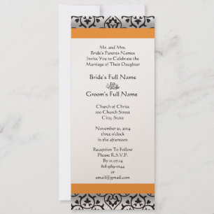 New Sizes  Damask Swirls Wedding Invitation