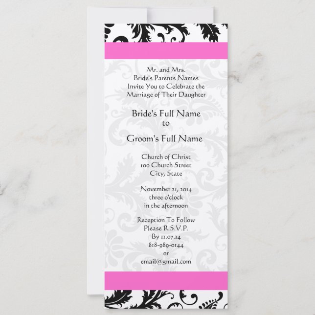 New Sizes  Damask Swirls Wedding Invitation (Front)