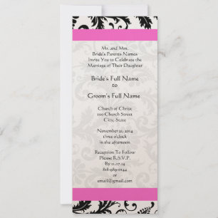 New Sizes  Damask Swirls Wedding Invitation