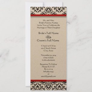 New Sizes  Damask Swirls Wedding Invitation