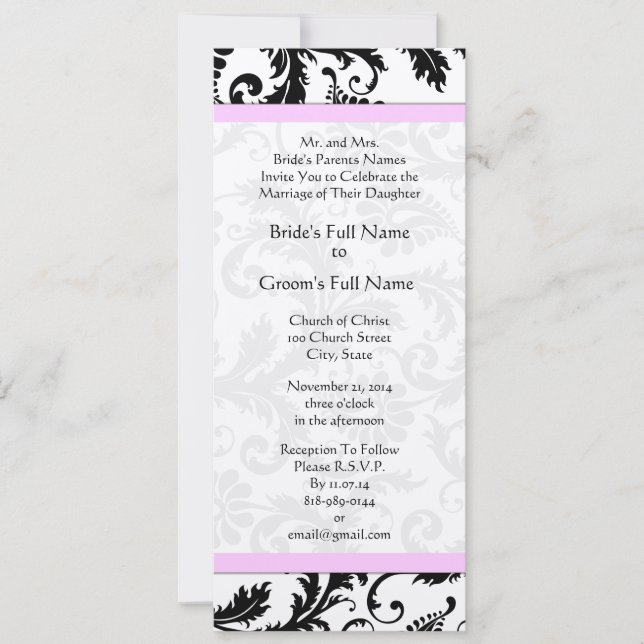New Sizes  Damask Swirls Wedding Invitation (Front)