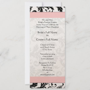 New Sizes  Damask Swirls Wedding Invitation