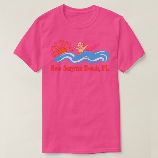 New Smyrna Beach FL Original Retro Style Surf Beac T-Shirt (Design Front)