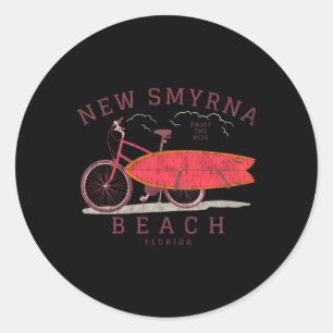 New Smyrna Beach, Fl Summertime Vacationing Surfin Classic Round Sticker