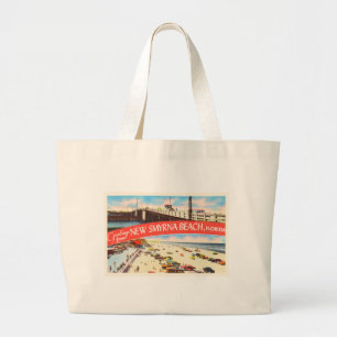 New Smyrna Beach Florida FL Old Travel Souvenir Large Tote Bag