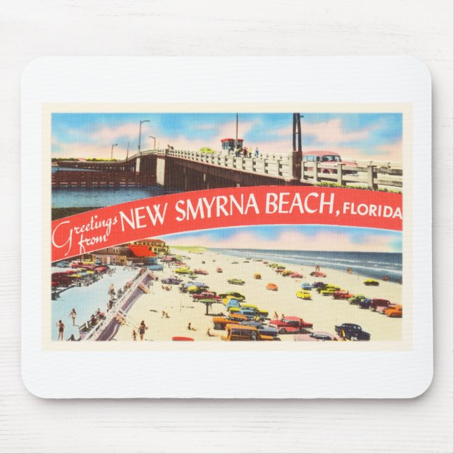 New Smyrna Beach Florida FL Old Travel Souvenir Mouse Mat (Front)