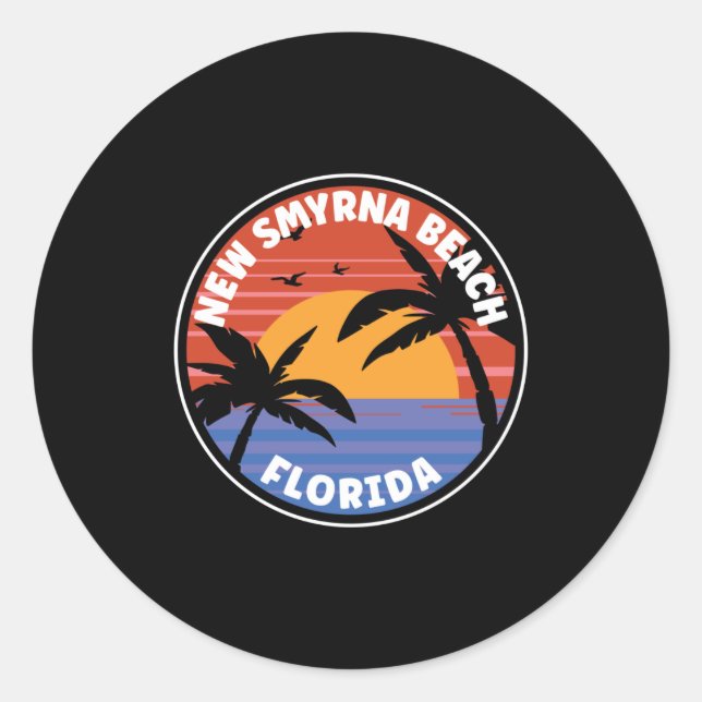 New Smyrna Beach Florida Sunset Paradise Classic Round Sticker (Front)