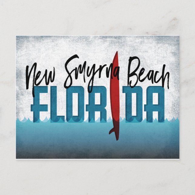 New Smyrna Beach Postcard Florida Surfboard (Front)
