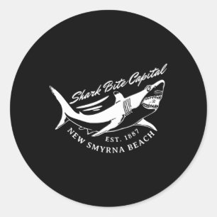 New Smyrna Beach Shark Bite Capital Of The World Classic Round Sticker