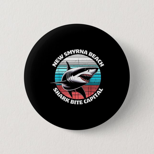 New Smyrna Beach_ Shark Bite Catal Graphic  6 Cm Round Badge (Front)