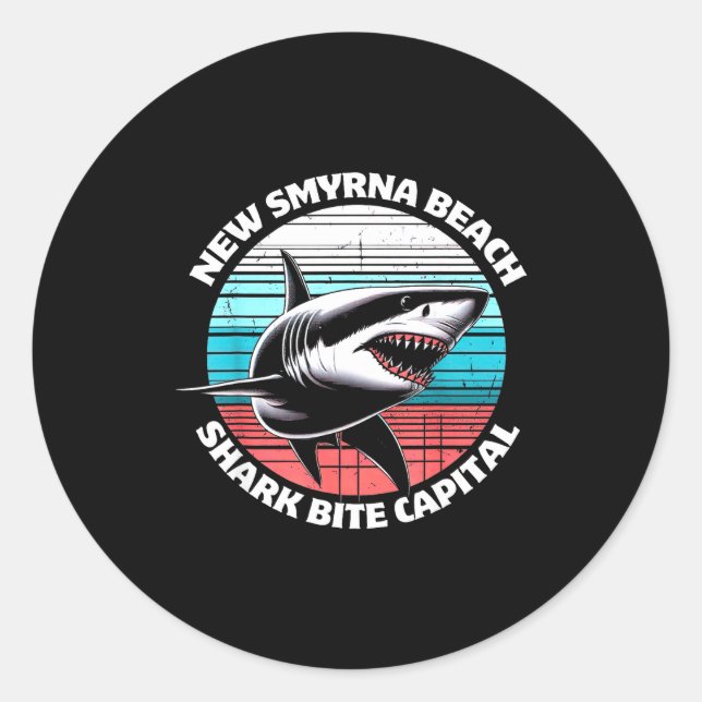 New Smyrna Beach_ Shark Bite Catal Graphic  Classic Round Sticker (Front)