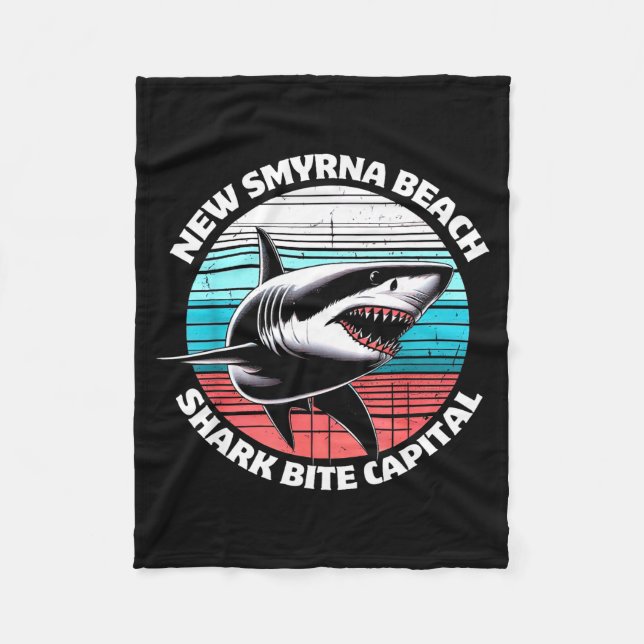 New Smyrna Beach_ Shark Bite Catal Graphic  Fleece Blanket (Front)