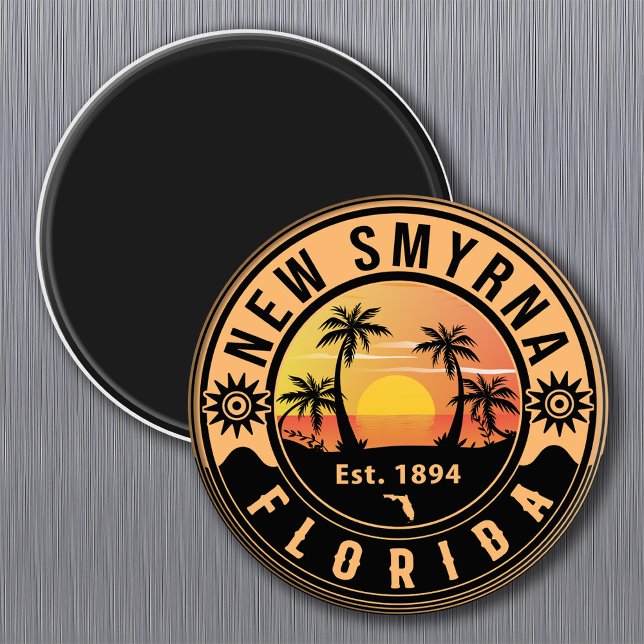 New Smyrna Florida Retro Sunset Souvenirs Magnet (Creator Uploaded)
