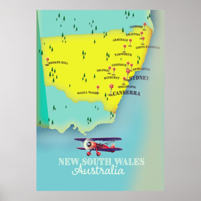 New South Wales Australia map Poster (Front)