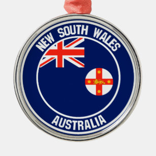 New South Wales Round Emblem Metal Tree Decoration