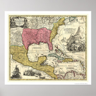 New Spain America Map 1712 Poster