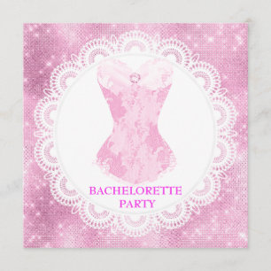 NEW SPARKLE PINK CORSET PRETTY ELEGANT LACE INVITATION