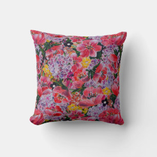 New Spring Floral in Pink and Purple Cushion