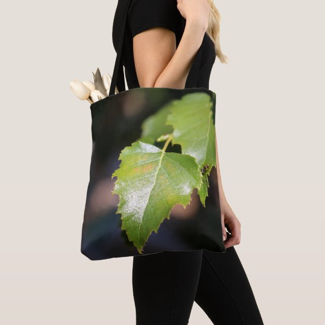 New Spring Leaves Brushed Polyester Tote Bag (Close Up)