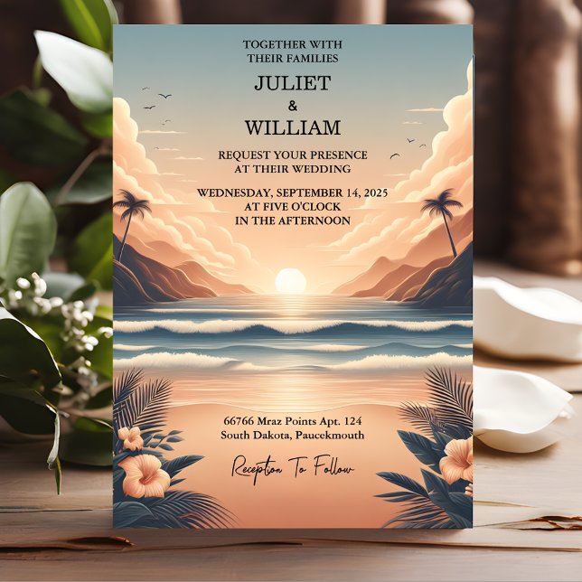 New Spring Summer Ocean Beach Destination Wedding Invitation (Creator Uploaded)