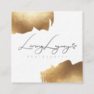 NEW SQUARE BUSINESS CARD   Gold Brush Minimalist