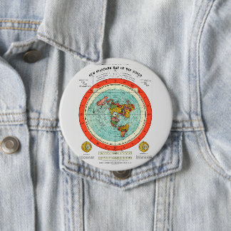 New Standard Map of the World Flat Earth Earther 10 Cm Round Badge