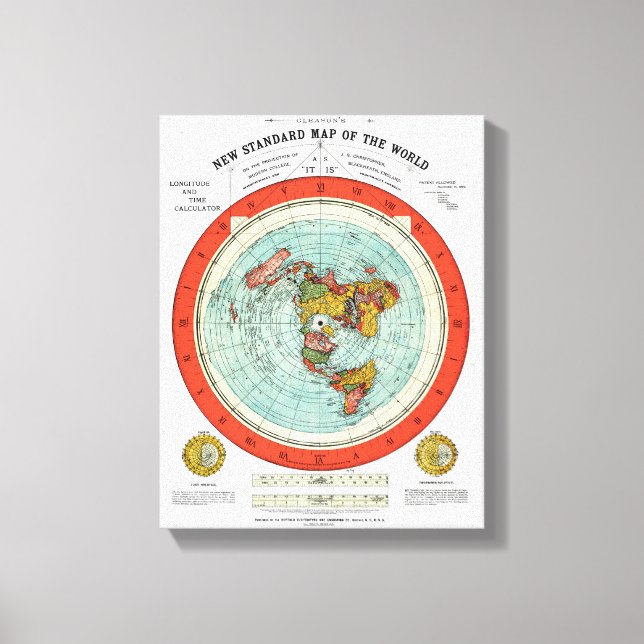 New Standard Map of the World Flat Earth Earther Canvas Print (Front)