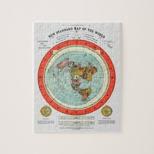 New Standard Map of the World Flat Earth Earther Jigsaw Puzzle Zazzle