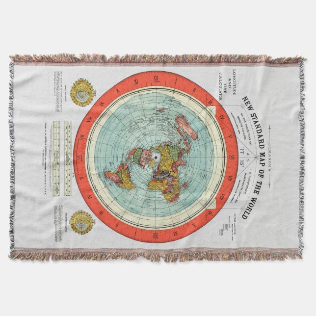 New Standard Map of the World Flat Earth Earther Throw Blanket (Front)