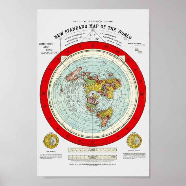 New Standard Map of the World Gleason 1892  Poster (Front)