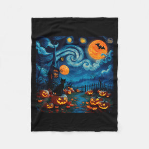 New Starry Art Night Sky Art Y Halloween Black Cat Fleece Blanket