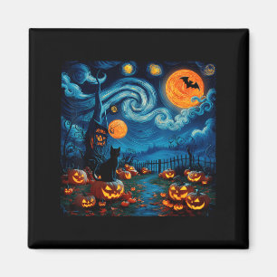 New Starry Art Night Sky Art Y Halloween Black Cat Magnet