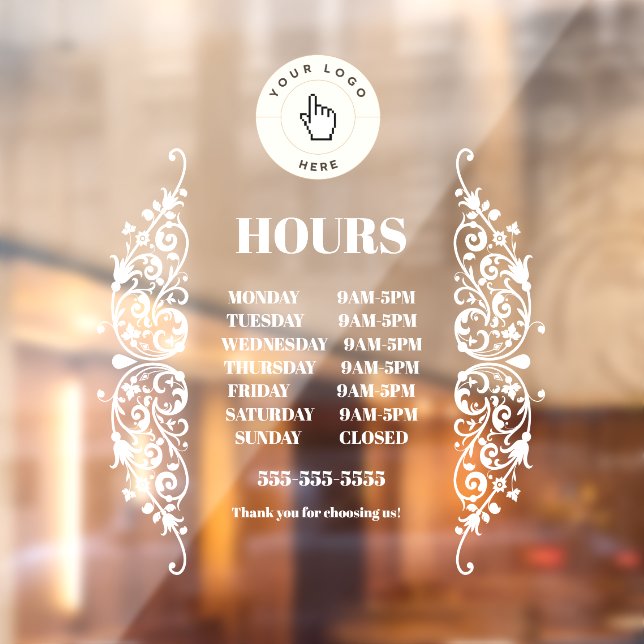 NEW! Store Hours Cling - 4x4 Rectangle - Custom (Sheet 2)