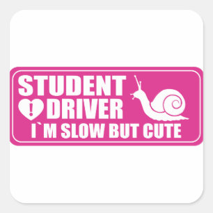New Student Driver Warning Sign Pink Square Sticker