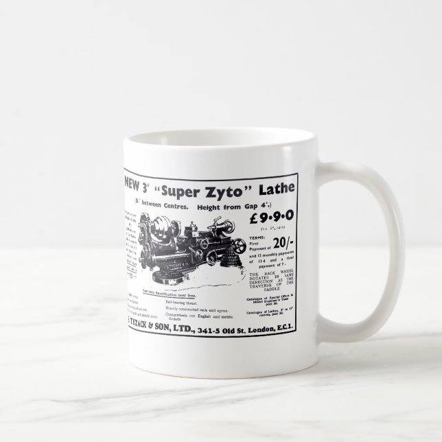 New Super Zyto Lathe Avert 1930's Coffee Mug (Right)