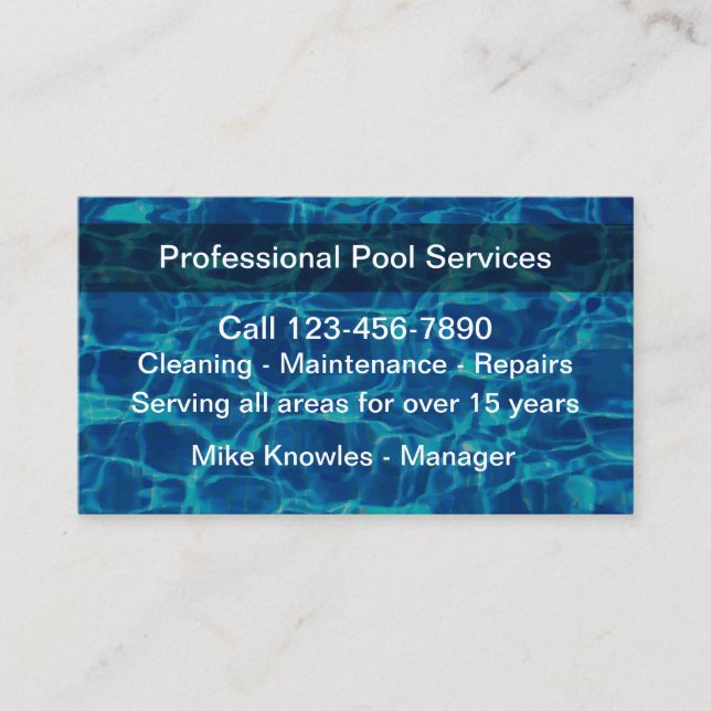 New Swimming Pool Service Modern Business Card (Front)
