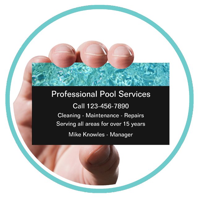 New Swimming Pool Service Modern Business Card (Creator Uploaded)
