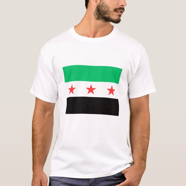 New Syrian Flag Syria free freedom post revolution T-Shirt (Front)