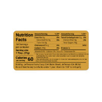 New Tabular Honey Nutrition Facts Amber Product