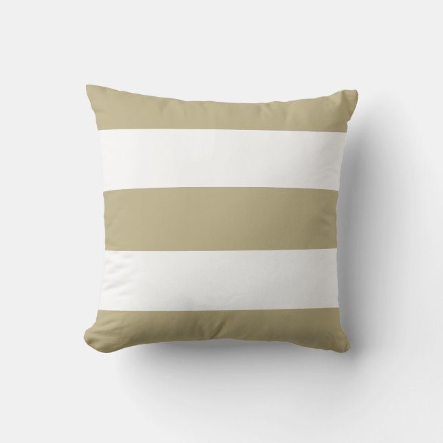 New Tan Beige & White Stripe Couch Pillow Gift (Front)