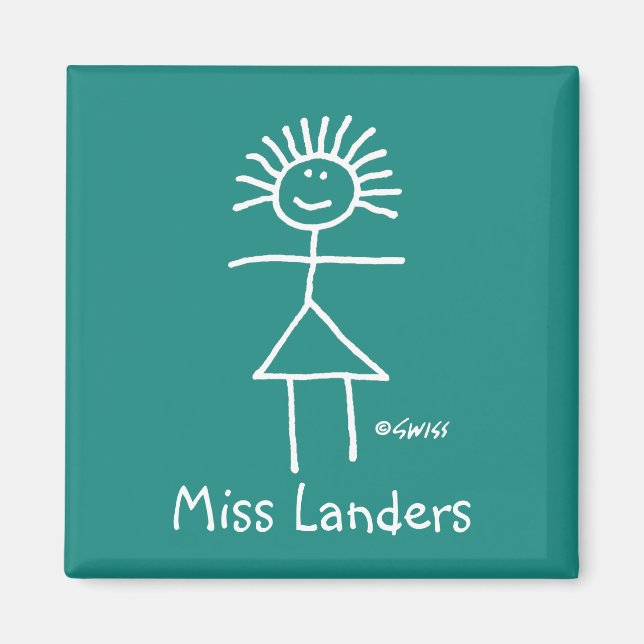 New Teacher Chalk Stick Figure on Green Blackboard Magnet (Front)