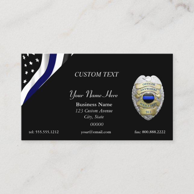 NEW Thin Blue Line DIY Customise Badge Business Card (Front)