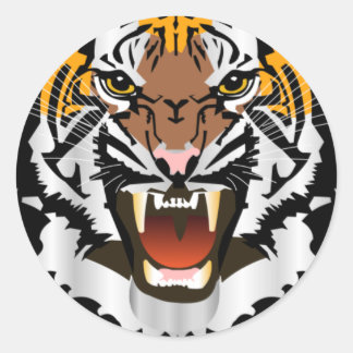NEW TIGER HEAD CLASSIC ROUND STICKER