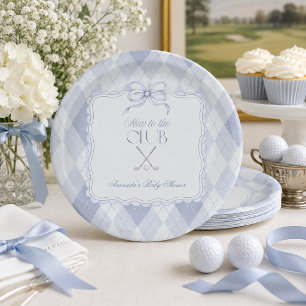 New to the Club Blue Boy Golf Baby Shower Decor Paper Plate